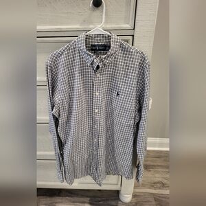 Ralph Lauren Men's Navy and White Plaid Shirt